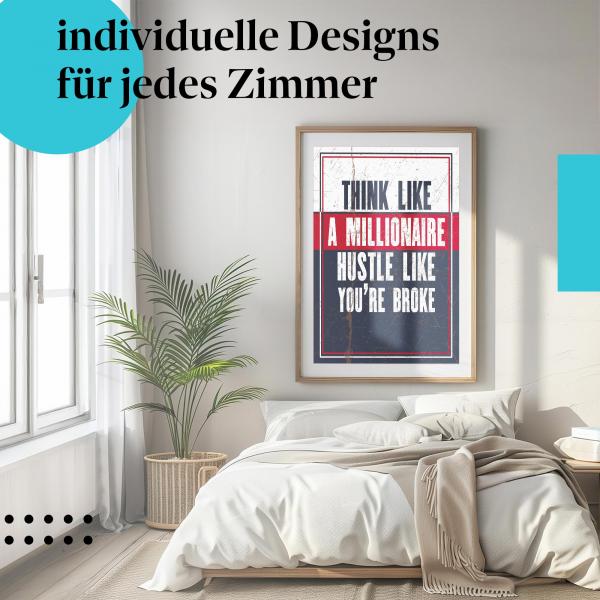 Schlafzimmer Deko: Motivation mit "Millionär" Poster