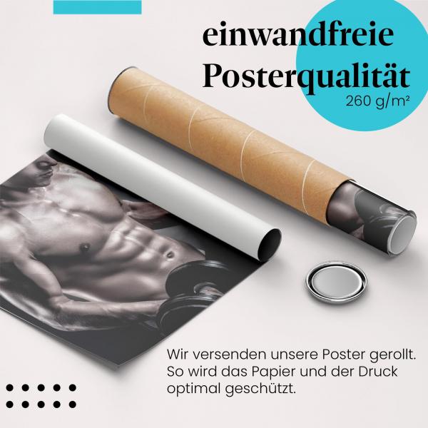 Gerolltes Poster "Bizepstraining" - Fitness & Stärke, sicher verpackt.