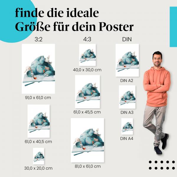 Entdecke die passende Postergröße: Nilpferd & Hasen malen: Kreativ & fröhlich!