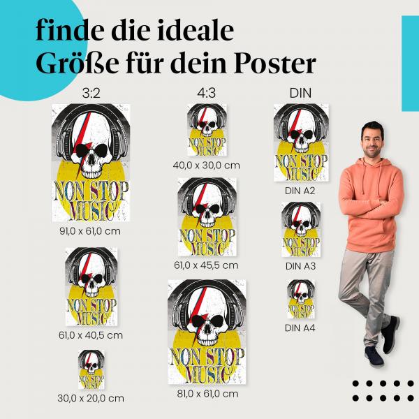 "Non Stop Music" Poster: Finde deine passende Größe und zeige deine Leidenschaft für Musik!