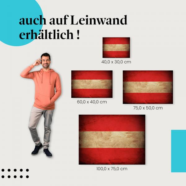 Österreich Flagge Leinwand: Retro-Stil! Verschiedene Größen für dein Zuhause.