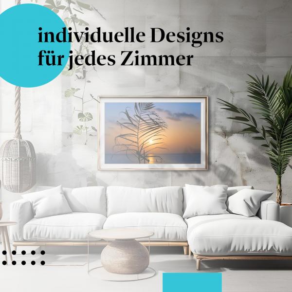 Schlafzimmer Deko: "Sonnenuntergang & Palme" Poster: Urlaubsfeeling pur!