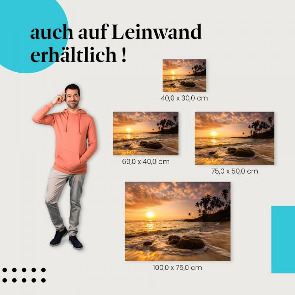 "Sonnenuntergang am Strand" Leinwandbild: verschiedene Größen - für deine persönliche Wandgestaltung - Sonne, Strand und Meer!