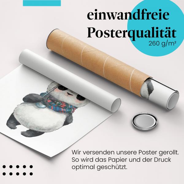 Gerolltes Poster "Panda im Herbst" - Herbst & Humor, sicher verpackt.