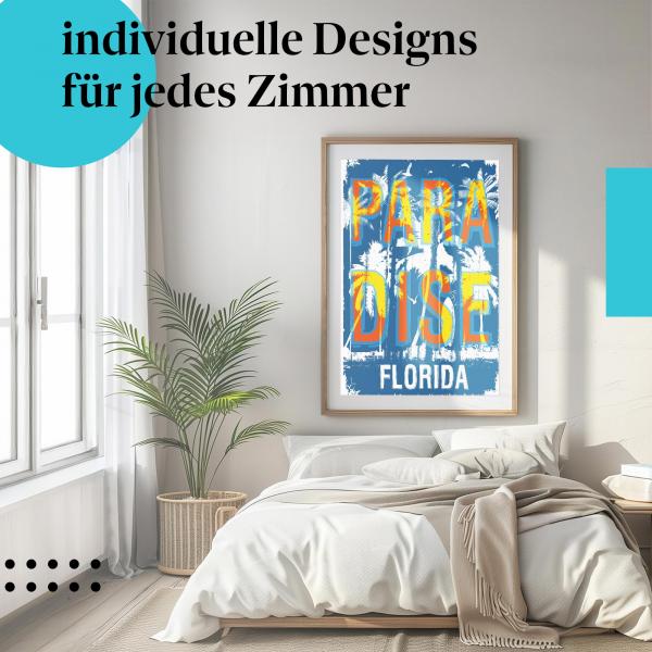 "Sonnenstaat": Kunstdruck "Florida" - Deko für Reisefans & Sonnenanbeter.