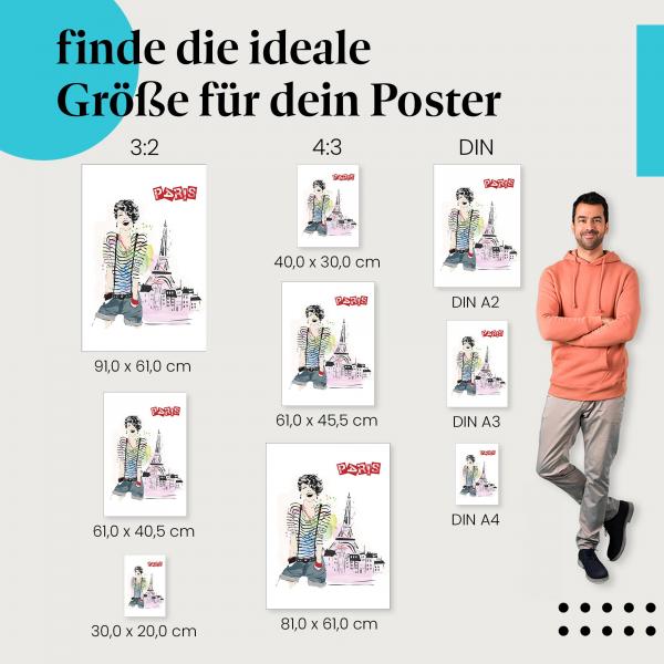 "Junge Frau Eiffelturm" Poster: Paris - jetzt Postergröße wählen!