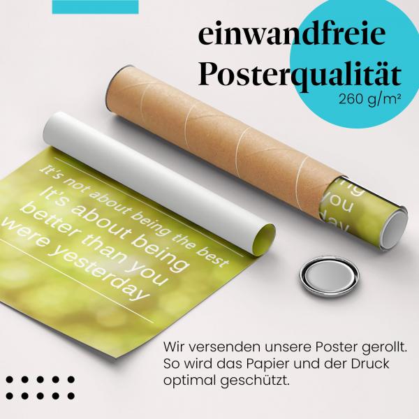 Gerolltes Poster "Kontinuierliche Verbesserung". Motivation zum Wachsen, sicher verpackt.