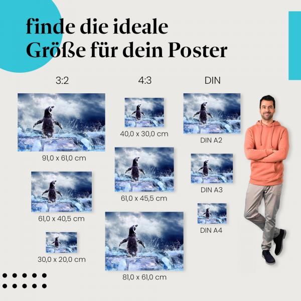 Pinguin Poster: Antarktische Tierwelt - finde die passende Größe!