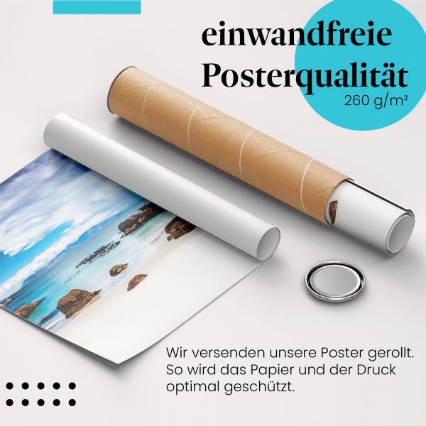 "Pinguine": Gerolltes Poster, Strand.