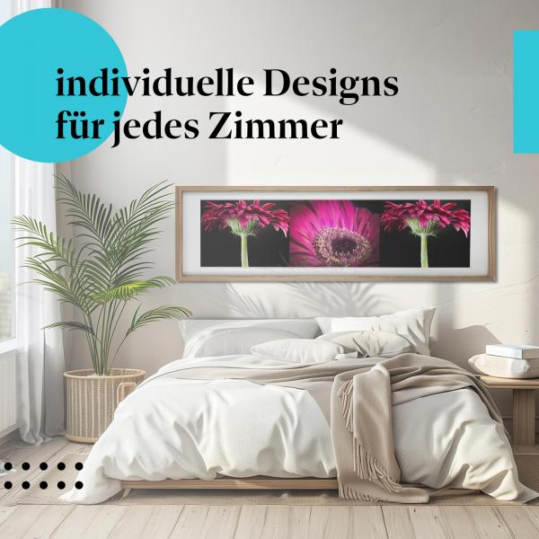 Schlafzimmer Deko: "Gerbera" Poster: Drei Perspektiven, ein faszinierendes Motiv.