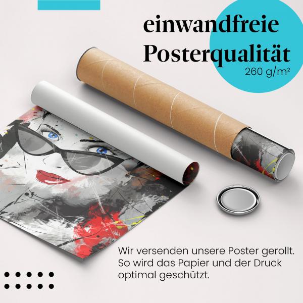 Gerolltes Poster "Stilvolle Frau" - Ausdrucksstarkes Motiv, sicher verpackt.