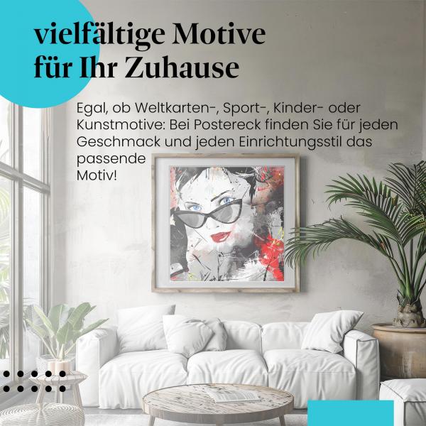 "Stylisches Portrait": Poster "Frau mit Sonnenbrille" - modern & cool.