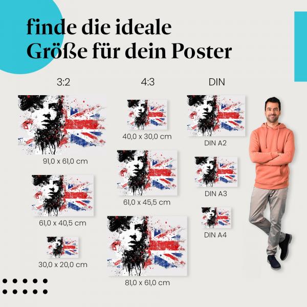 Leb deinen Style: "Punk Attitude" Poster mit Farbspritzern und Flaggen-Design