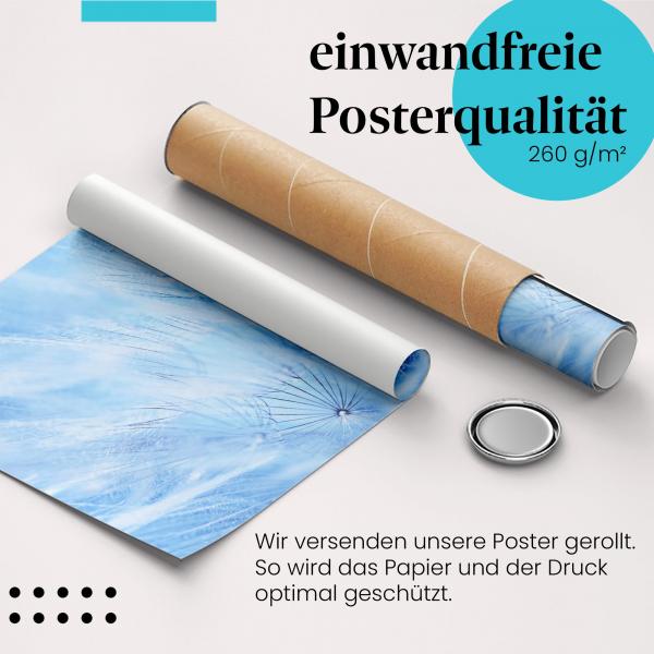 "Pusteblume": Gerolltes Poster - blau, abstrakt.