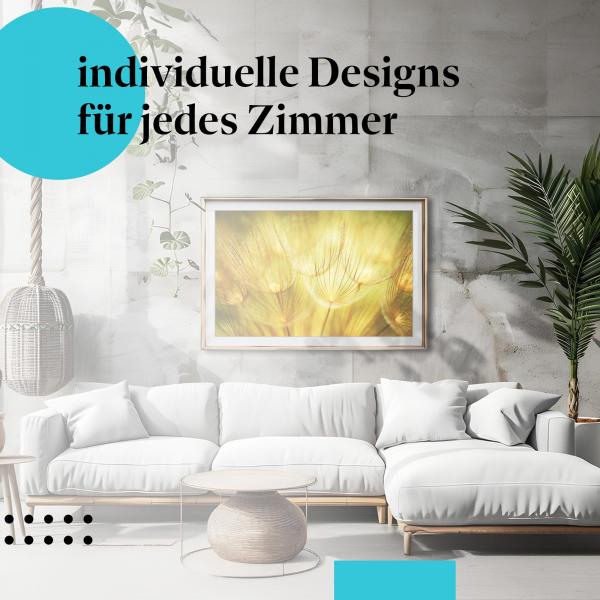 Makro Poster "Goldener Zauber der Pusteblumen": Zarte Samenstände im goldenen Licht