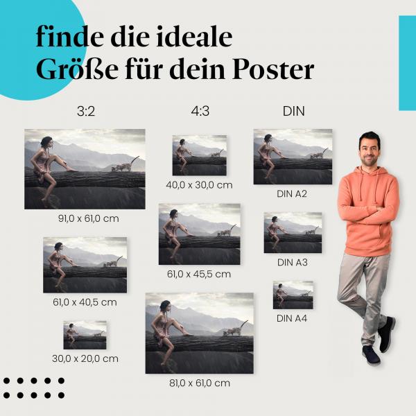 Harmonie im Regen: Poster "Frau und Katze" mit stimmungsvoller Atmosphäre