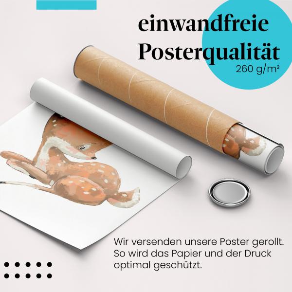 Gerolltes Poster "Reh" - Natur & Frieden, sicher verpackt.