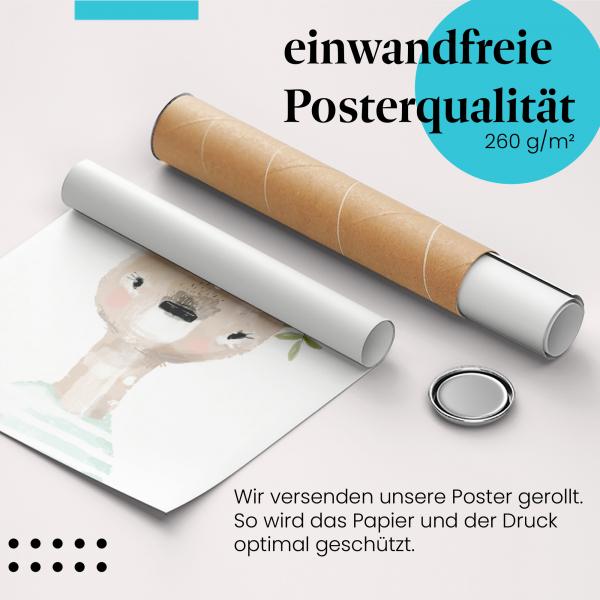 Gerolltes Poster "Reh". Wildtier, sicher verpackt.