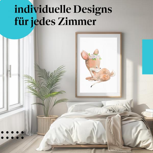 Schlafzimmer Deko: "Reh" Poster: Ein Hauch von Wald & Natur für Ihr Zuhause.