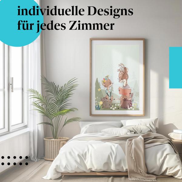 Schlafzimmer Deko: "Reh" Poster: Geborgenheit & Liebe - perfekt fürs Schlafzimmer.