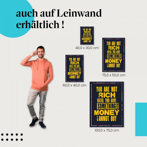 "Wahrer Reichtum - Mehr als Geld" Leinwandbild. Finde die ideale Größe für dein Zuhause & setze Akzente mit Kunst!