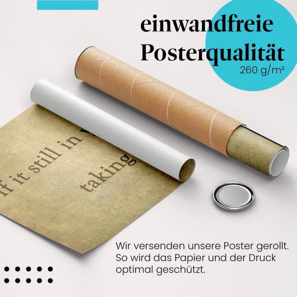 Gerolltes Poster "Risiko & Wert". Motivation & Mut, sicher verpackt.