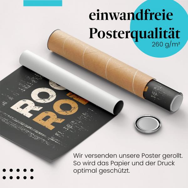 Gerolltes Poster "Rock and Roll". Rock-Design im Vintage-Look, sicher verpackt.