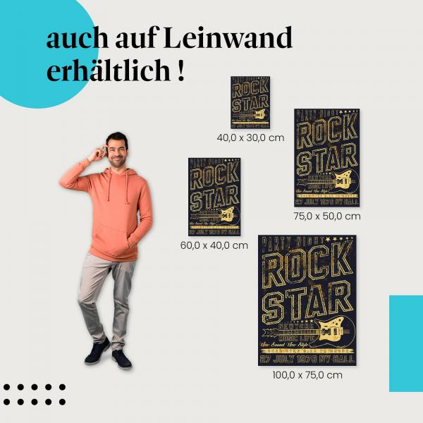 "Rock Star New York Music Life" Leinwandbild im Retro-Stil - verschiedene Grössen für dein Zuhause!