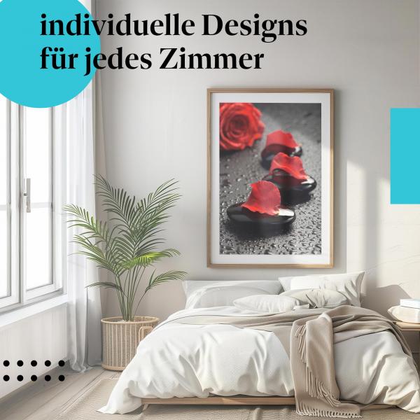 Schlafzimmer Deko: Modernes Zimmer mit "Sinnlichkeit" Poster. Wanddeko für Romantiker.