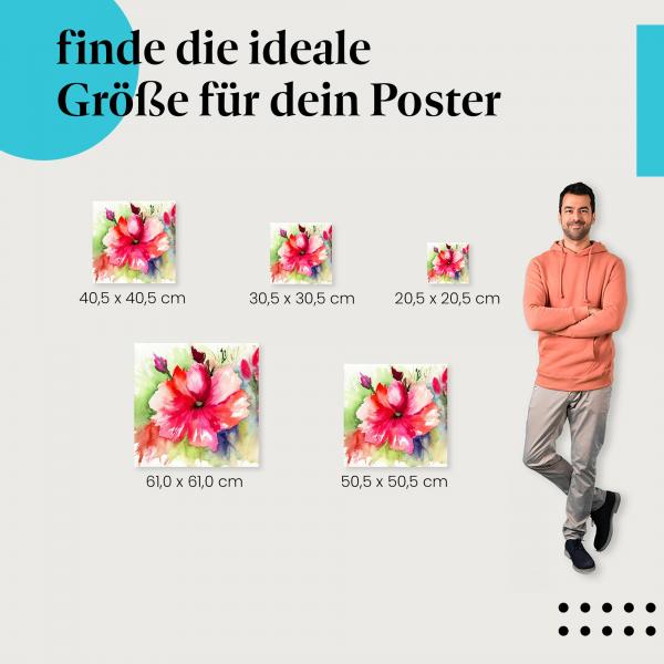 Entdecke Postergrößen: Blume: Rot, Aquarell, abstrakt.