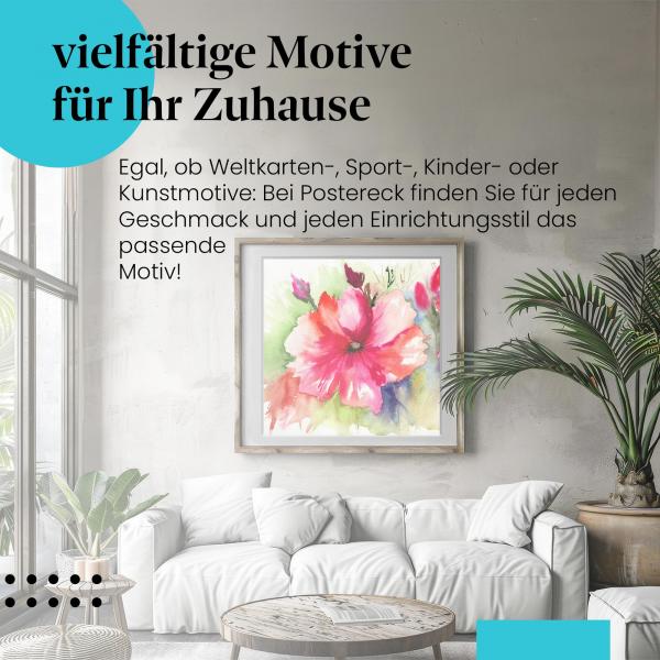 Leinwandbild "Rote Blume": Abstrakt, Aquarell - lebendig & ausdrucksstark.