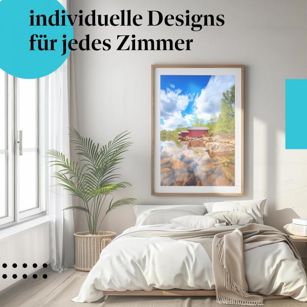 Schlafzimmer Deko: Schweden-Feeling mit "Holzhütten" Poster