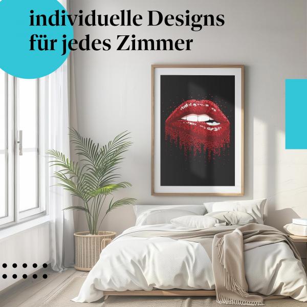 "Glitzernde Lippen" Poster: Sinnliches Motiv - eher nichts für's Schlafzimmer!