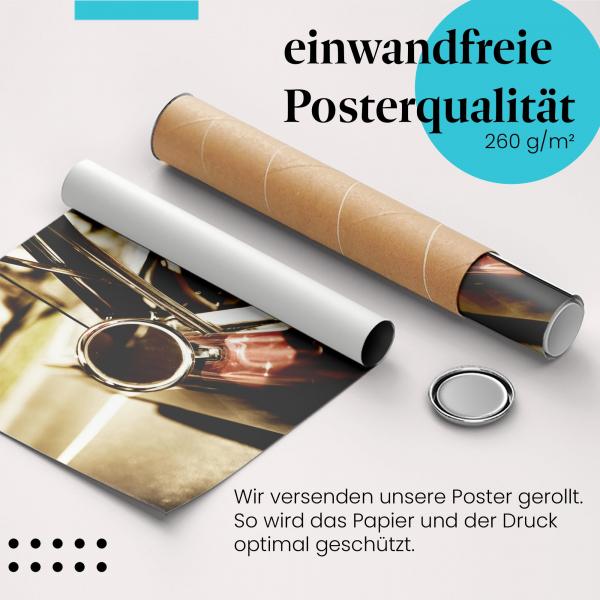 Gerolltes Poster "Roter Oldtimer": Chrom & Leder. Hochwertig gedruckt, sicher verpackt.