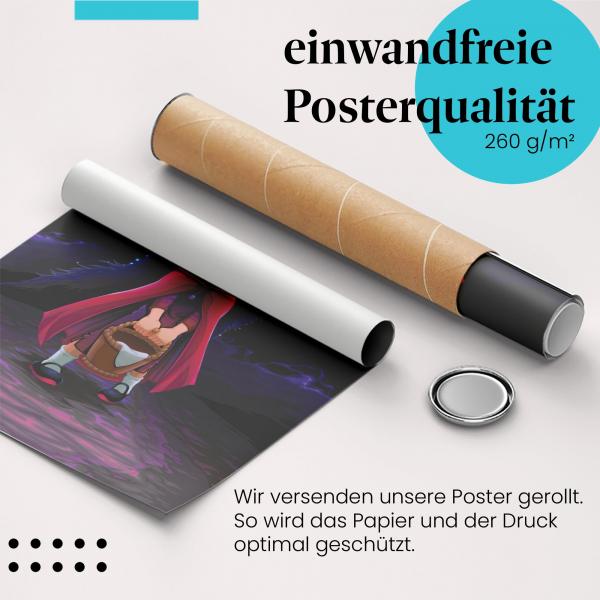 Gerolltes Poster "Rotkäppchen & Wolf" - Märchenhaft & spannend, sicher verpackt.