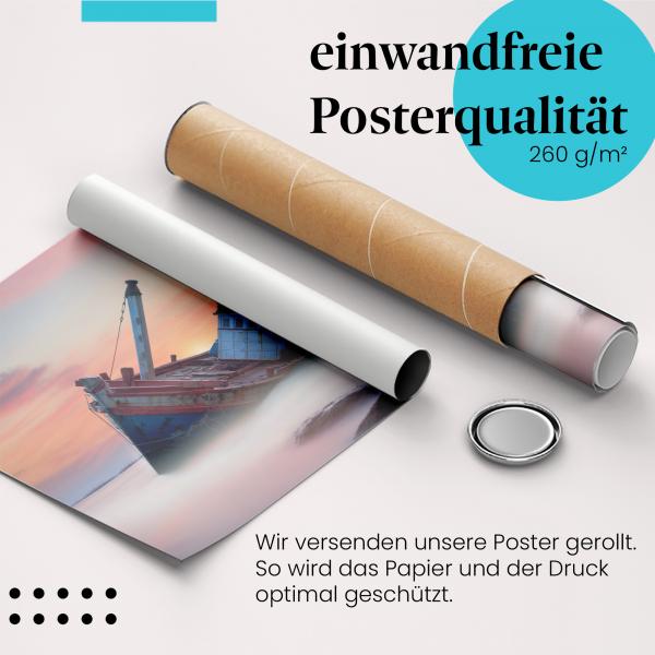 Gerolltes Poster "Schiffswrack" - Vergänglichkeit, sicher verpackt.