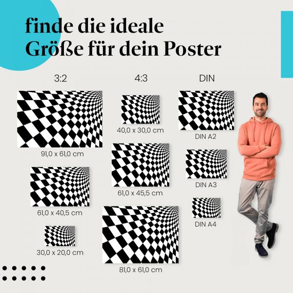 "Optische Täuschung" Poster: Schwarz-Weiß Muster in 3D-Optik!