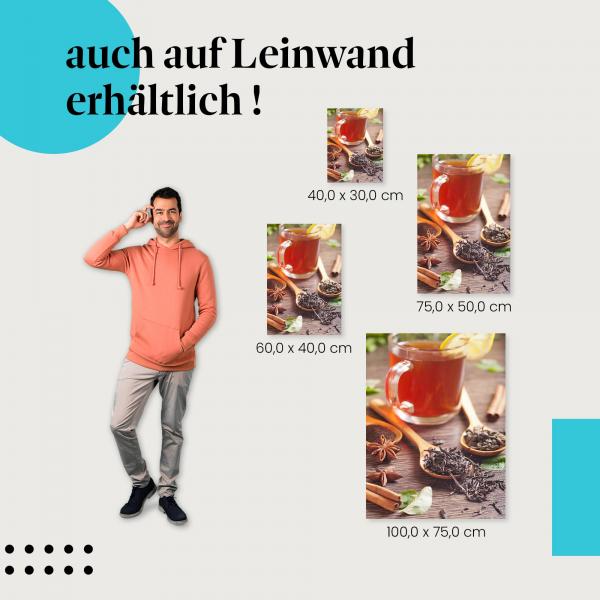 Schwarzer Tee: Leinwandbild. Zitrone, Gewürze, Genuss. Wähle deine Größe!