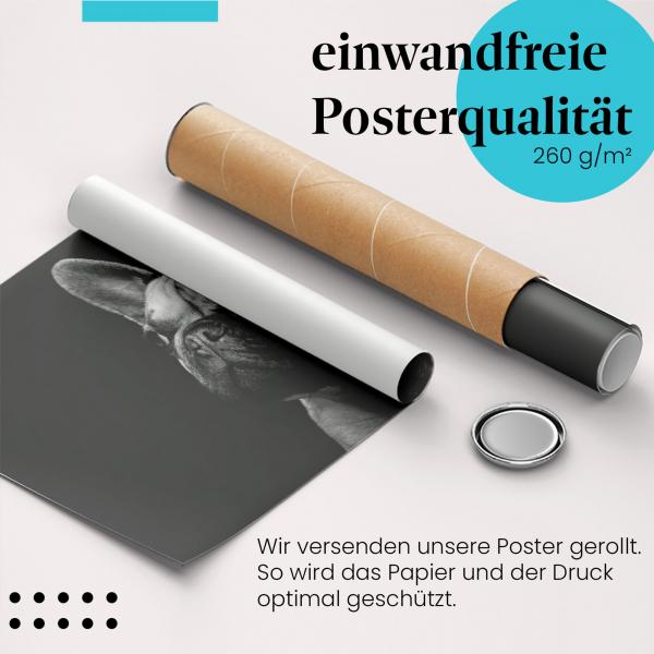 Gerolltes Poster "Bulldoggenwelpe". Tierportrait, sicher verpackt.