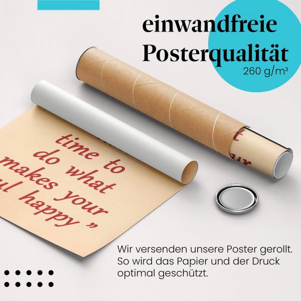 Gerolltes Poster "Seelenglück". Selbstfürsorge & Achtsamkeit, sicher verpackt.