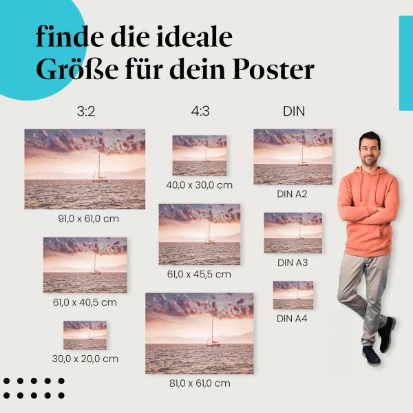 "Freiheit auf See": Poster mit Segelboot & Sonnenuntergang - Abenteuerlust & Ruhe