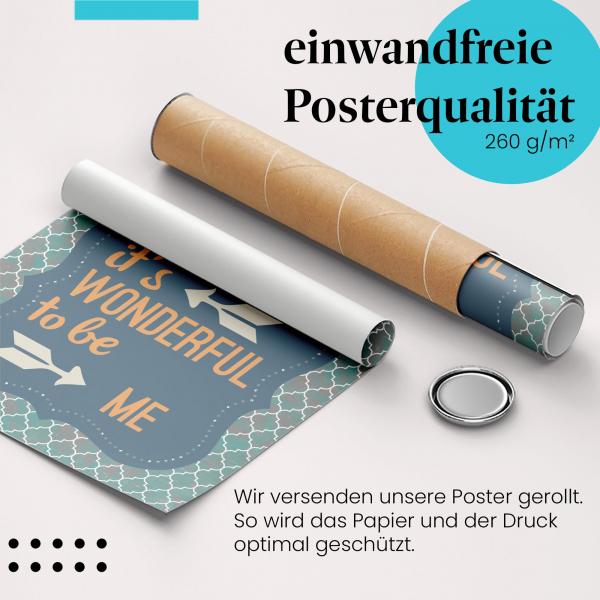 Gerolltes Poster "Selbstliebe". Positive Botschaft, sicher verpackt.