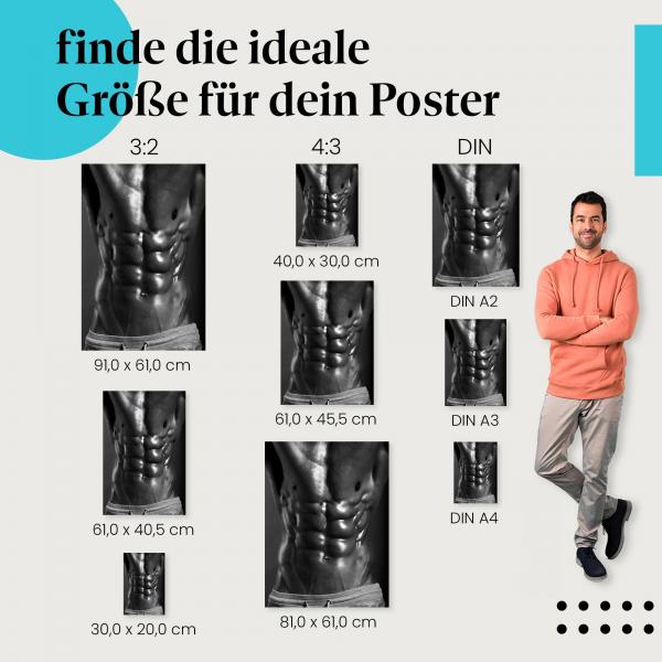 Fitnessmotivation: Fitness Poster "Definierter Sixpack" - Ein starkes Motiv