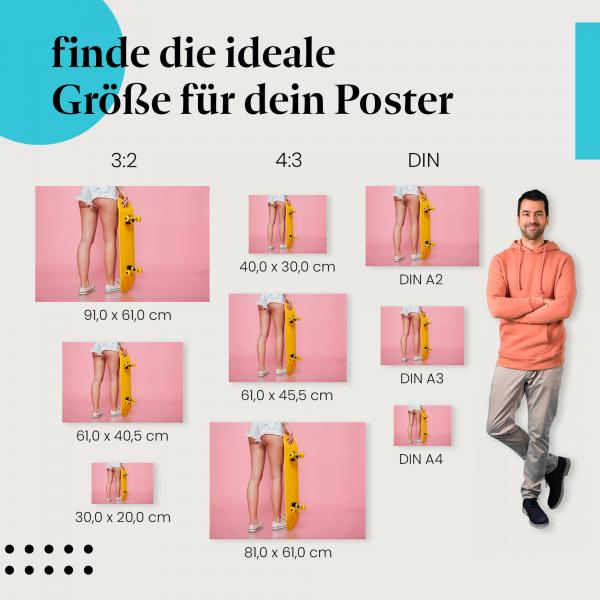 Frau, Poster: Jeans, Skateboard, pink, Beine.