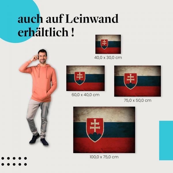 "Slowakei Flagge" Leinwand im Retro-Stil. Ideale Größe für dein Zuhause, setze stilvolle Akzente mit Kunst!