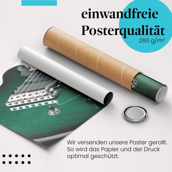 Gerolltes Poster "E-Gitarre", smaragdgrün, elegant.