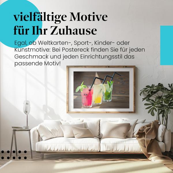 Sommerlaune für Zuhause: Dieses Leinwandbild mit den leckeren Sommergetränken sorgt für Sonnenschein in Ihren vier Wänden.