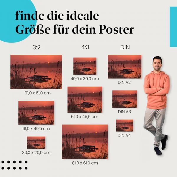 Magischer Moment: Romantik Poster "Romantischer Sonnenaufgang am See"