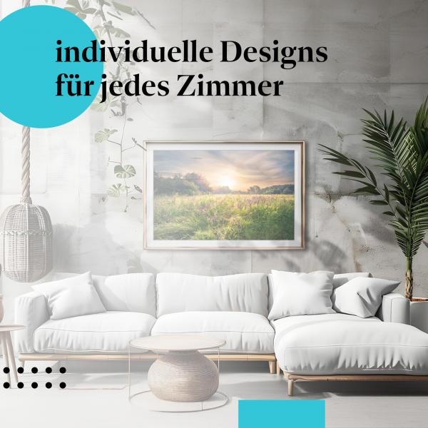 Schlafzimmer Deko: "Wiese & Sonnenaufgang" Poster: Bringen Sie den Sommer in Ihr Schlafzimmer!