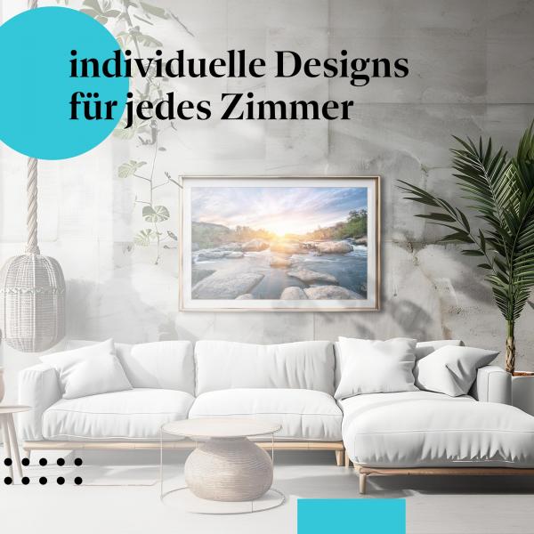 Schlafzimmer Deko: "Sonnenuntergang am Fluss" Poster: Faszinierendes Lichtspiel & Natur.